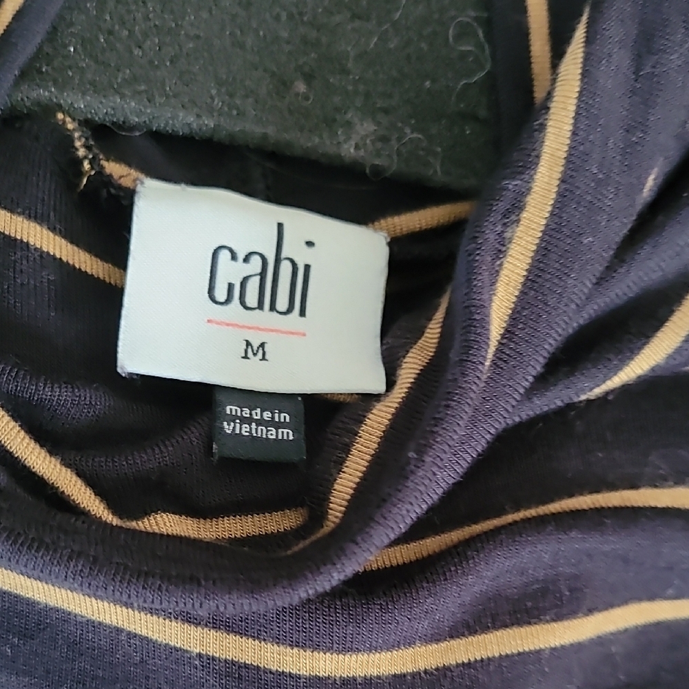 CAbi Short Sleeve Top with Purple and Tan Stripes - Picture 2 of 4